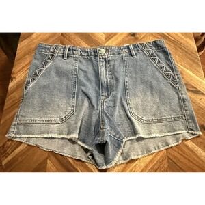 Knox Rose Shorts Denim Mid Rise Jean Raw Hem‎ Womens 14 New